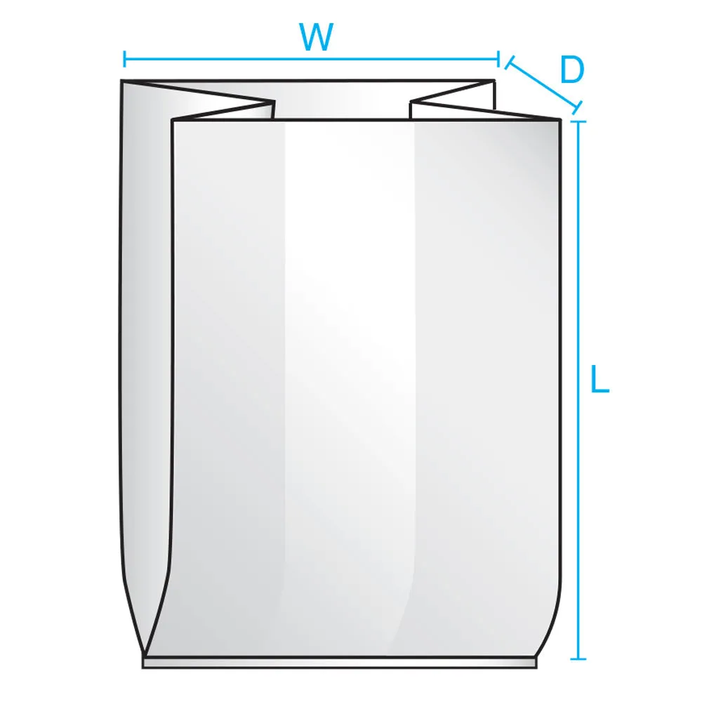24" x 24" x 48" x 2 mil Clear Eco-Manufactured Plastic Side-Gusseted Bags (Case of 100)