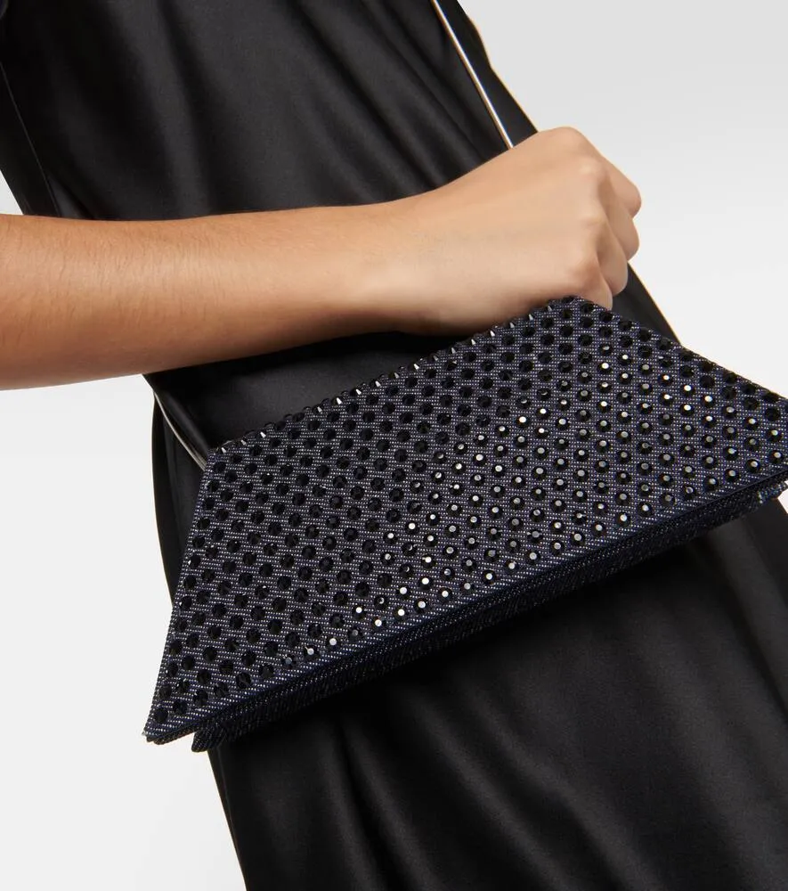 Amina Muaddi Superamini Yigit denim clutch