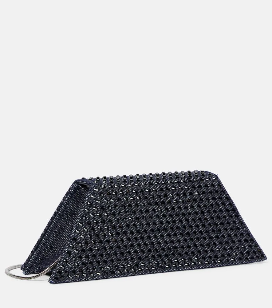 Amina Muaddi Superamini Yigit denim clutch