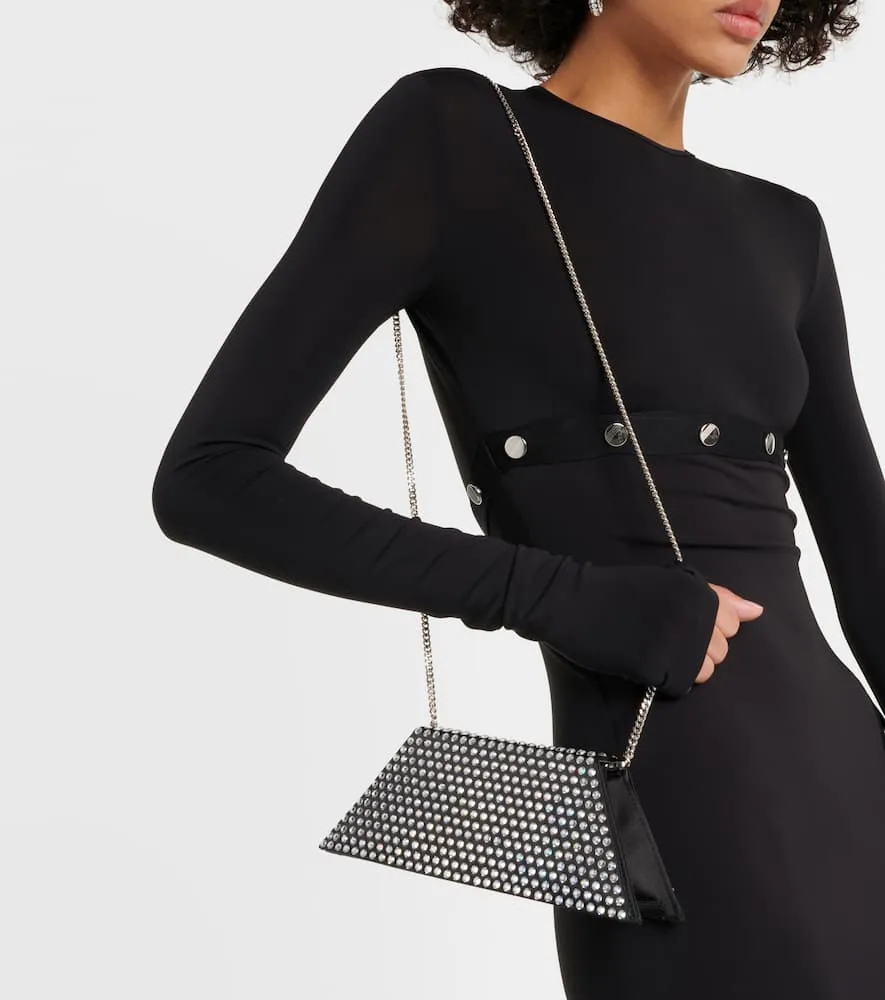 Amina Muaddi Superamini Yigit embellished satin clutch