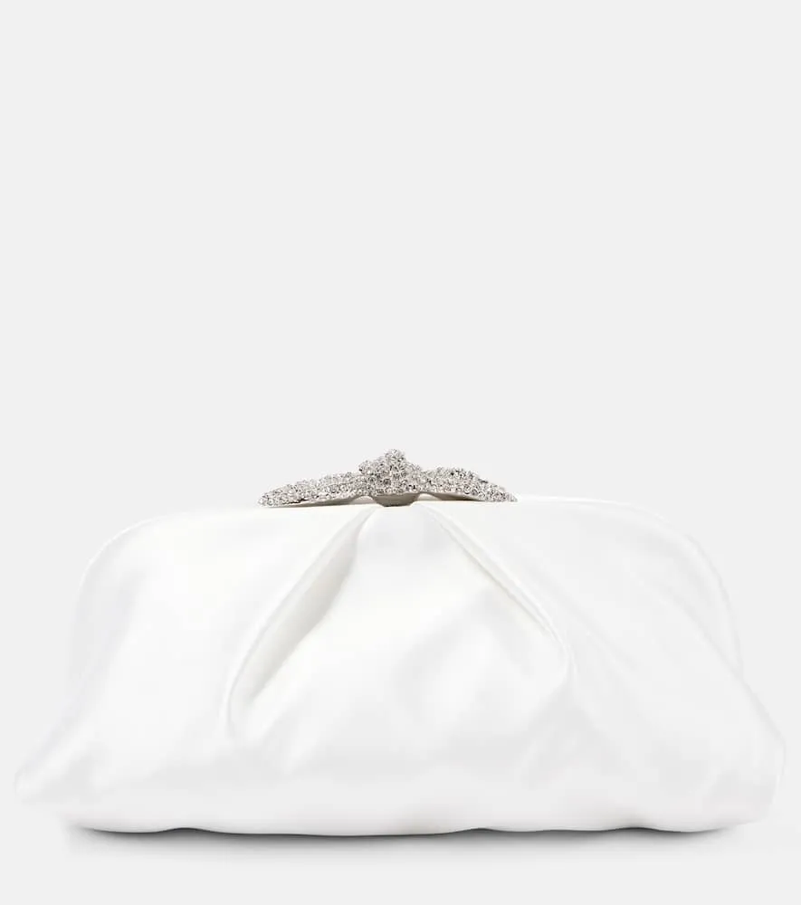 Aquazzura Bow Tie Small embellished satin clutch