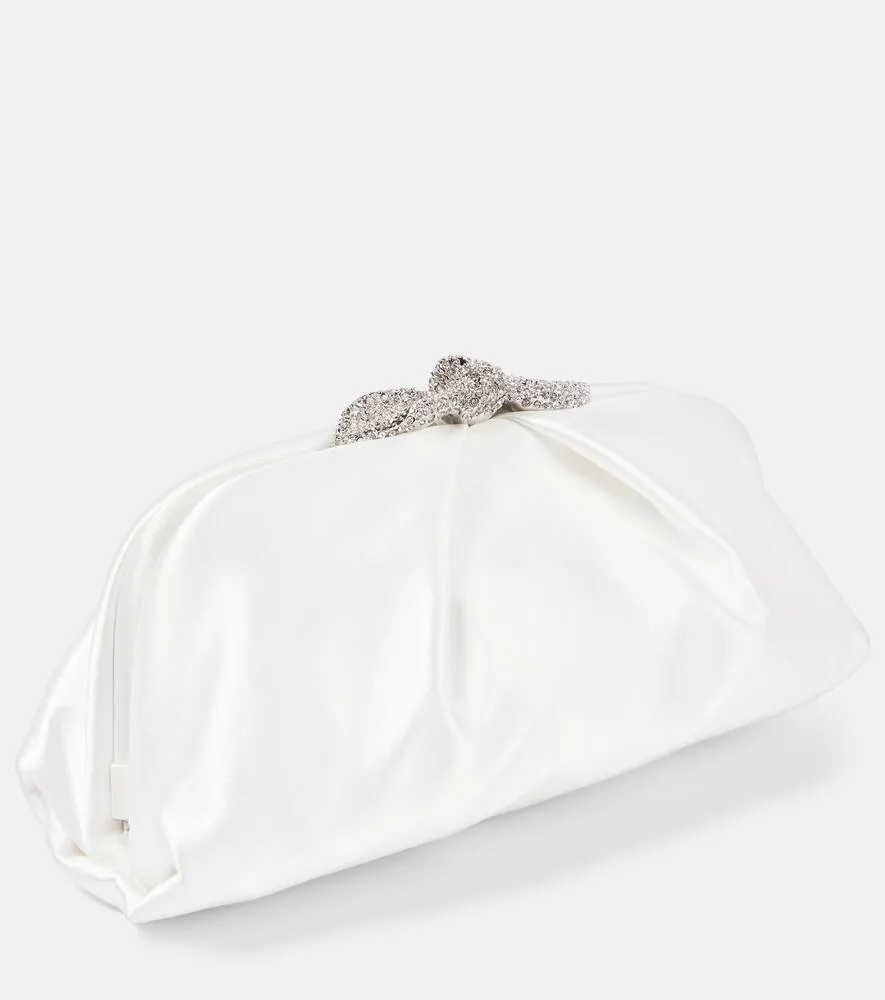 Aquazzura Bow Tie Small embellished satin clutch