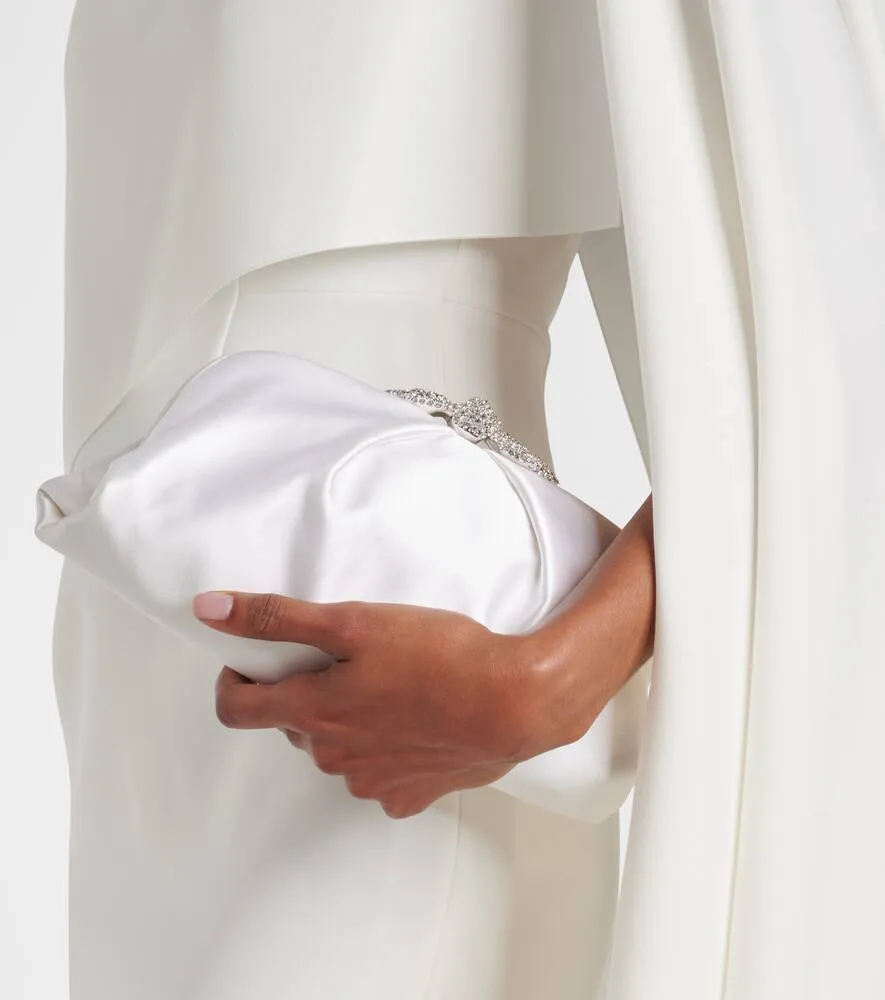 Aquazzura Bow Tie Small embellished satin clutch