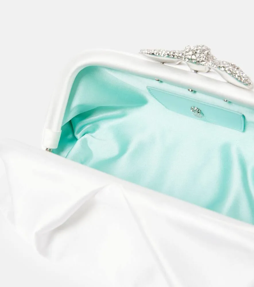 Aquazzura Bow Tie Small embellished satin clutch