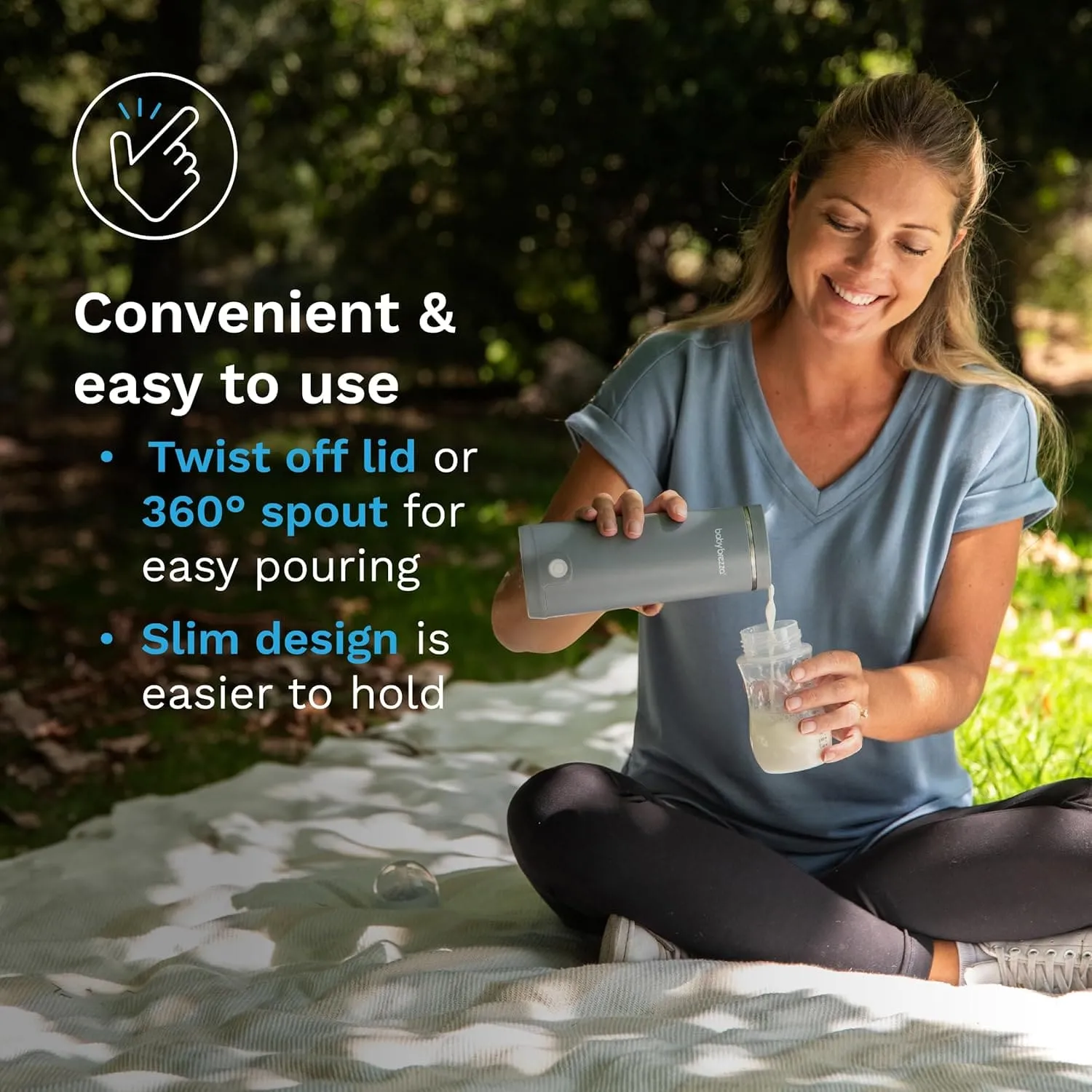 Baby Brezza Superfast Portable Baby Bottle Warmer – 50% Faster - Travel Breastmilk Warmer and Formula Warmer - Safe, Even Heating - Up to 9oz - No Adapters, Grey