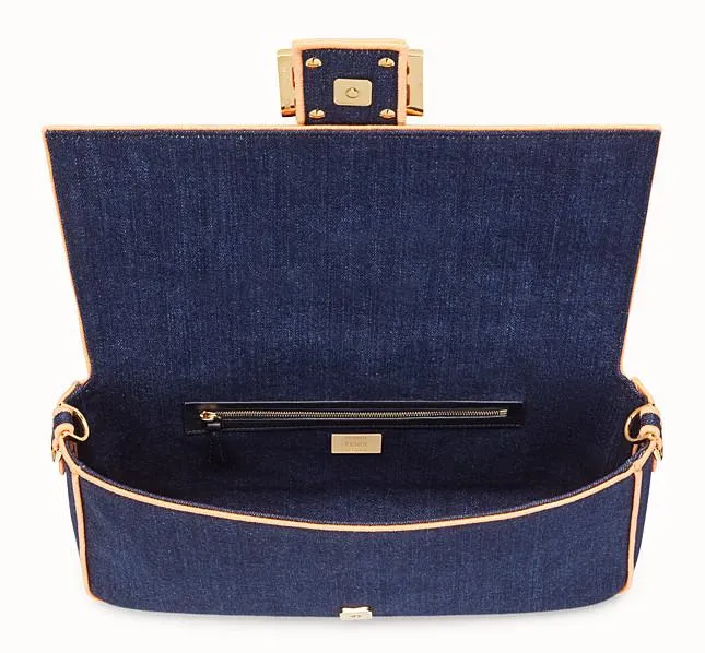 Baguette Large Blue Denim Bag - Fluorescent Yellow, Neon Orange, Red