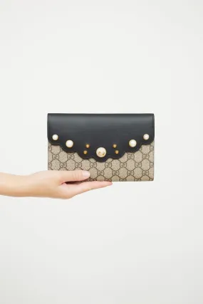 Black GG Supreme Peony Pearly Clutch