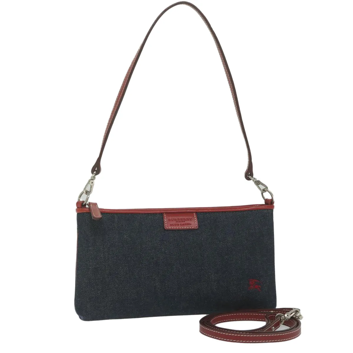 Burberry Blue Label Shoulder Bag Denim Navy Auth hk952