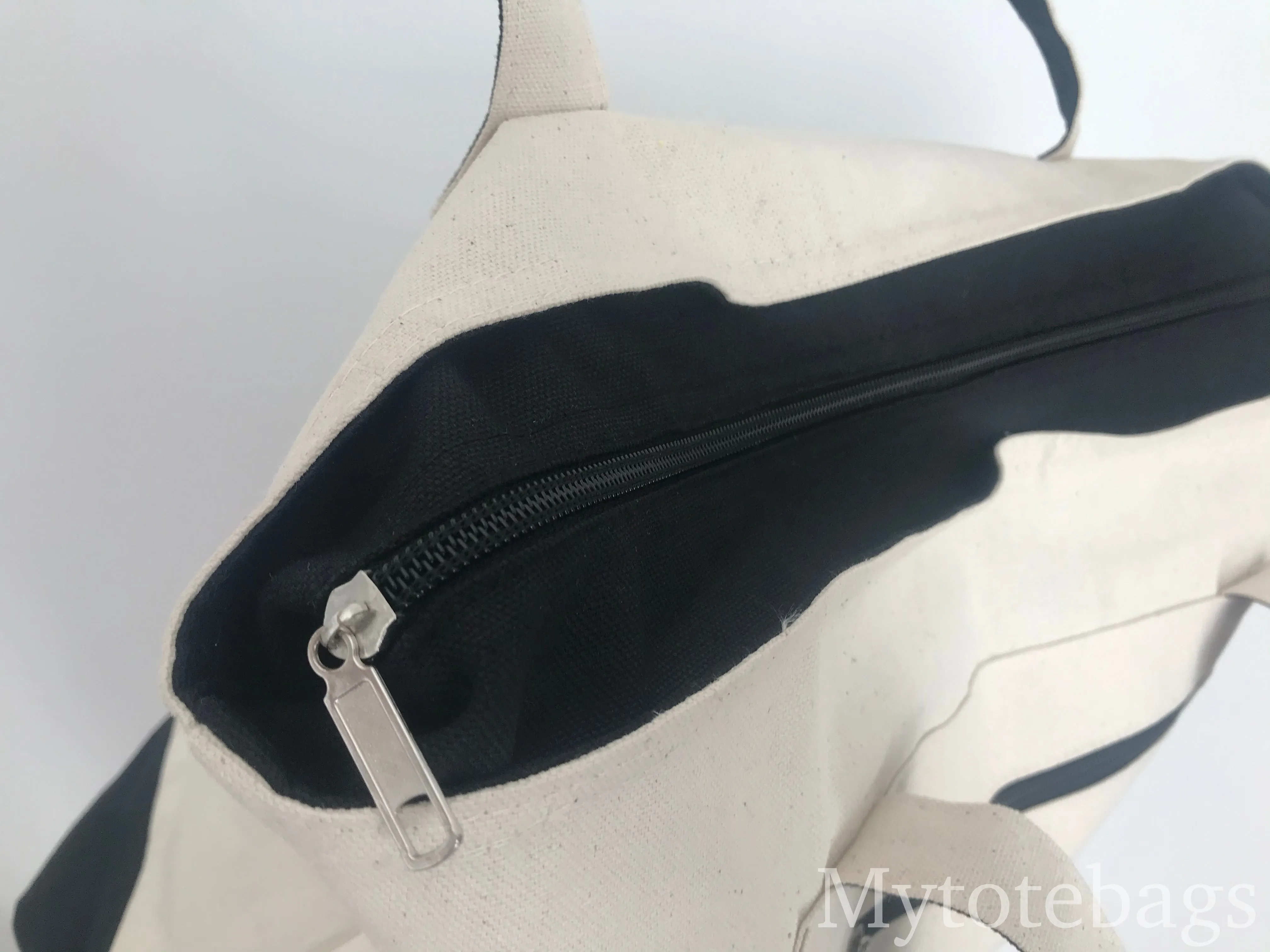Canvas Shoulder Tote Bag with Top Zipper
