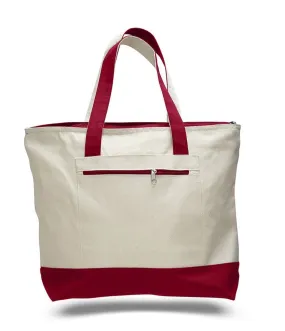 Canvas Shoulder Tote Bag with Top Zipper