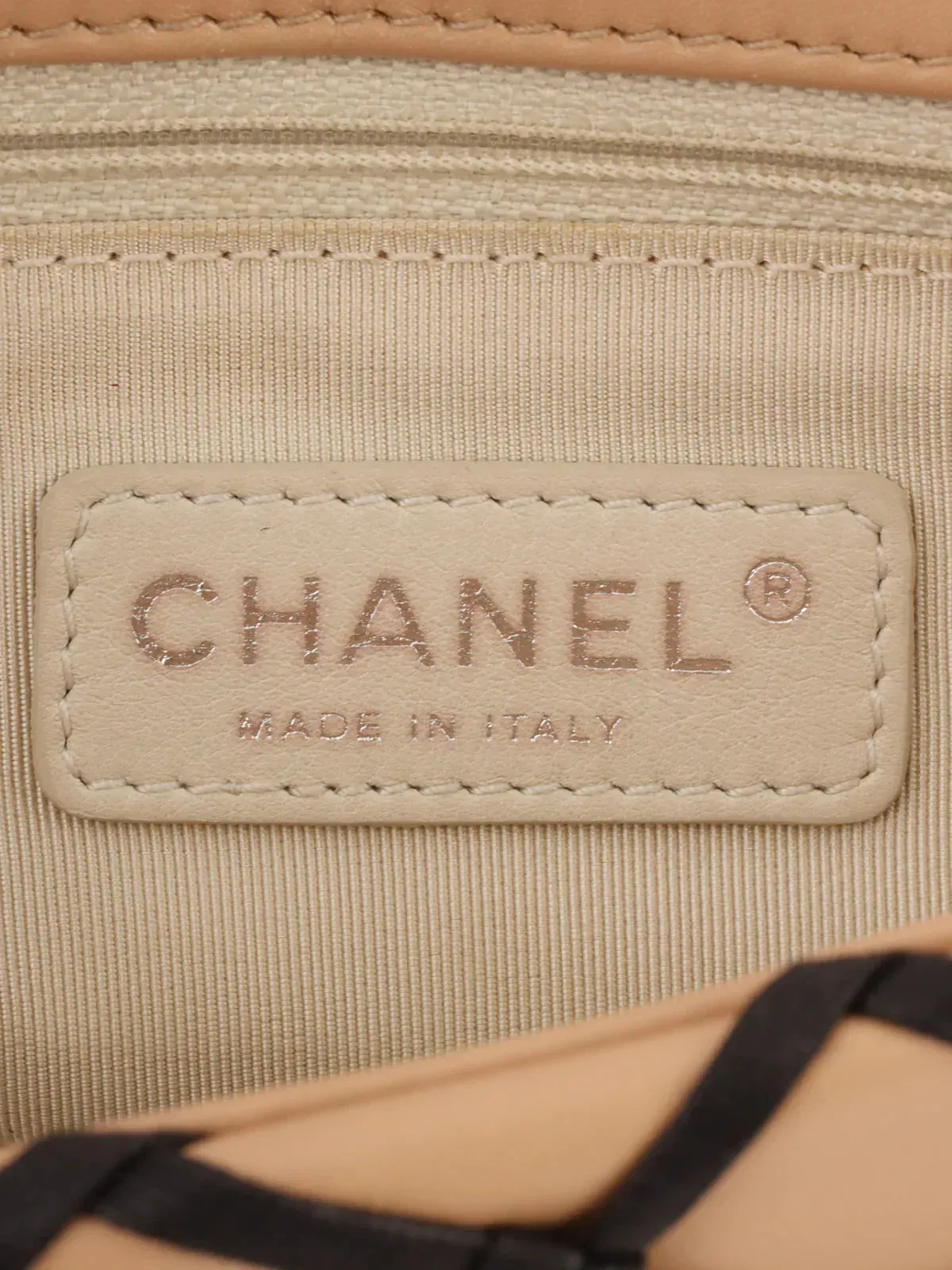 CHANEL Around 2010 Made Clochette Turn-Lock Chain Shoulder Bag Beige/Black