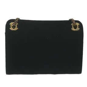 CHANEL Chain Shoulder Bag Cotton Black CC Auth bs11474