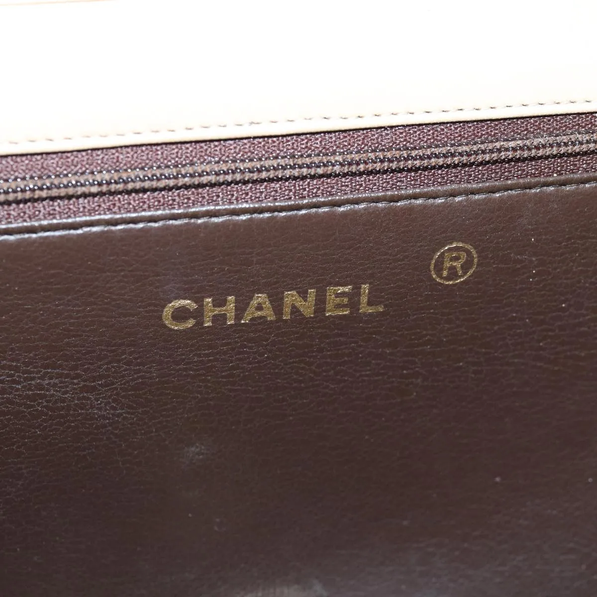 CHANEL Chain Shoulder Bag Lamb Skin Beige CC Auth 74732A