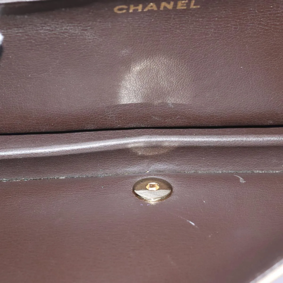 CHANEL Chain Shoulder Bag Lamb Skin Beige CC Auth 74732A