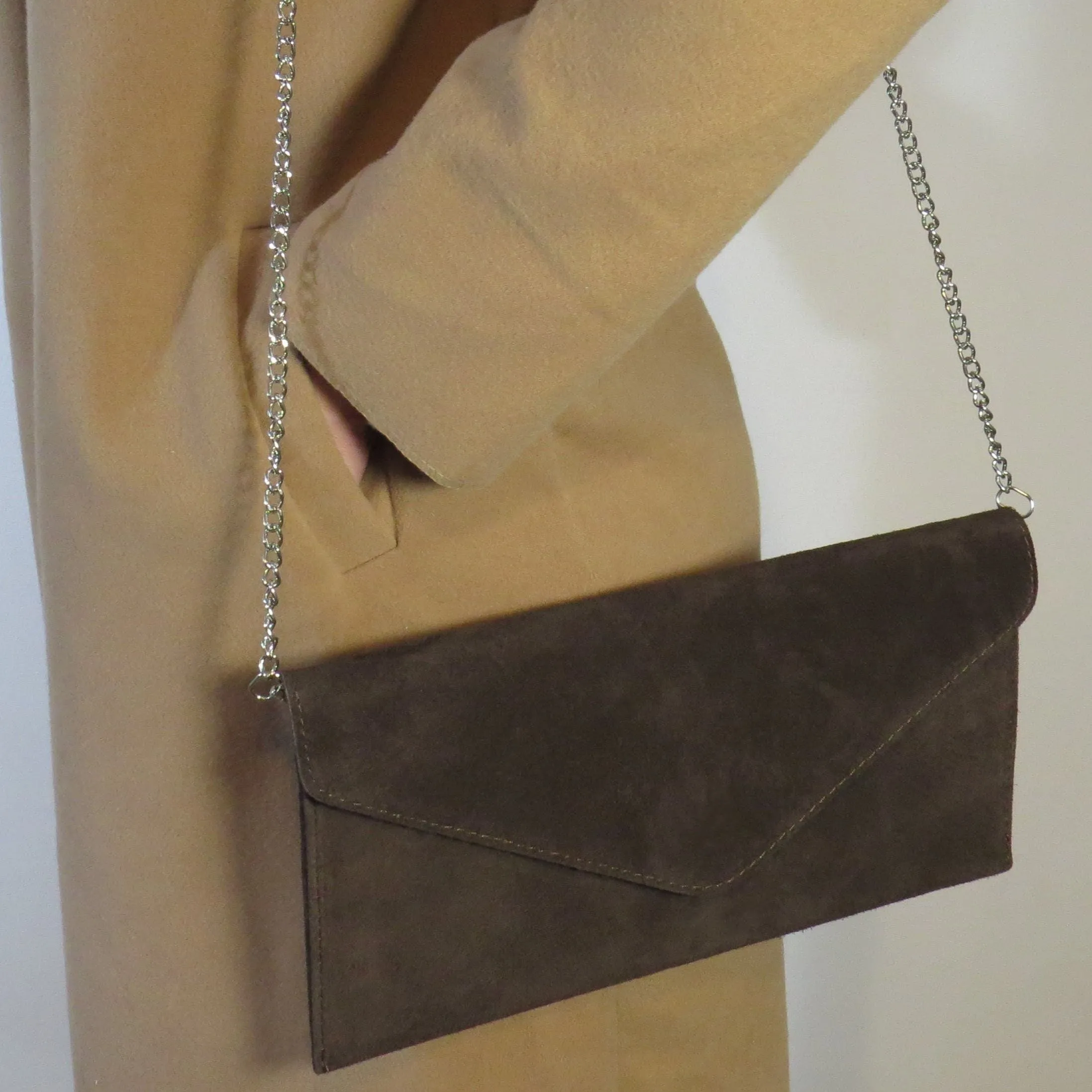 Coffee Brown Envelope Clutch Bag
