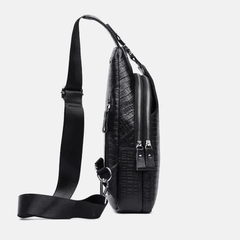 Crocodile Leather Sling Bag Chest Backpack Outdoor Travel Hiking Sports Daypacks