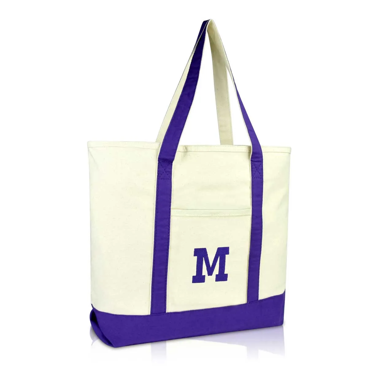 Dalix Initial Tote Bag Personalized Monogram Zippered Top Letter - M