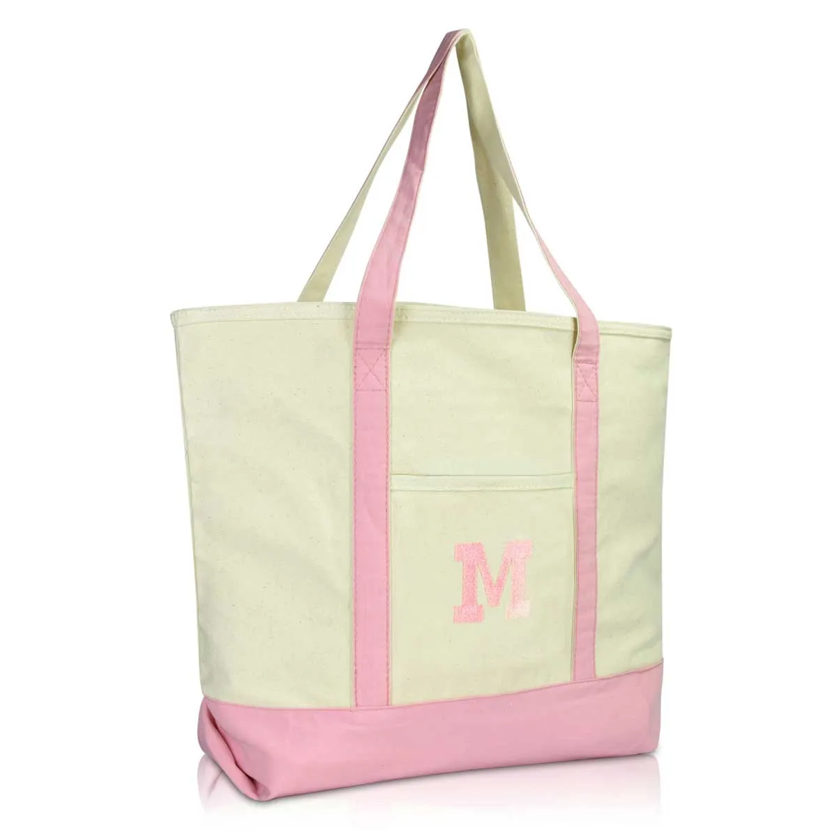 Dalix Initial Tote Bag Personalized Monogram Zippered Top Letter - M