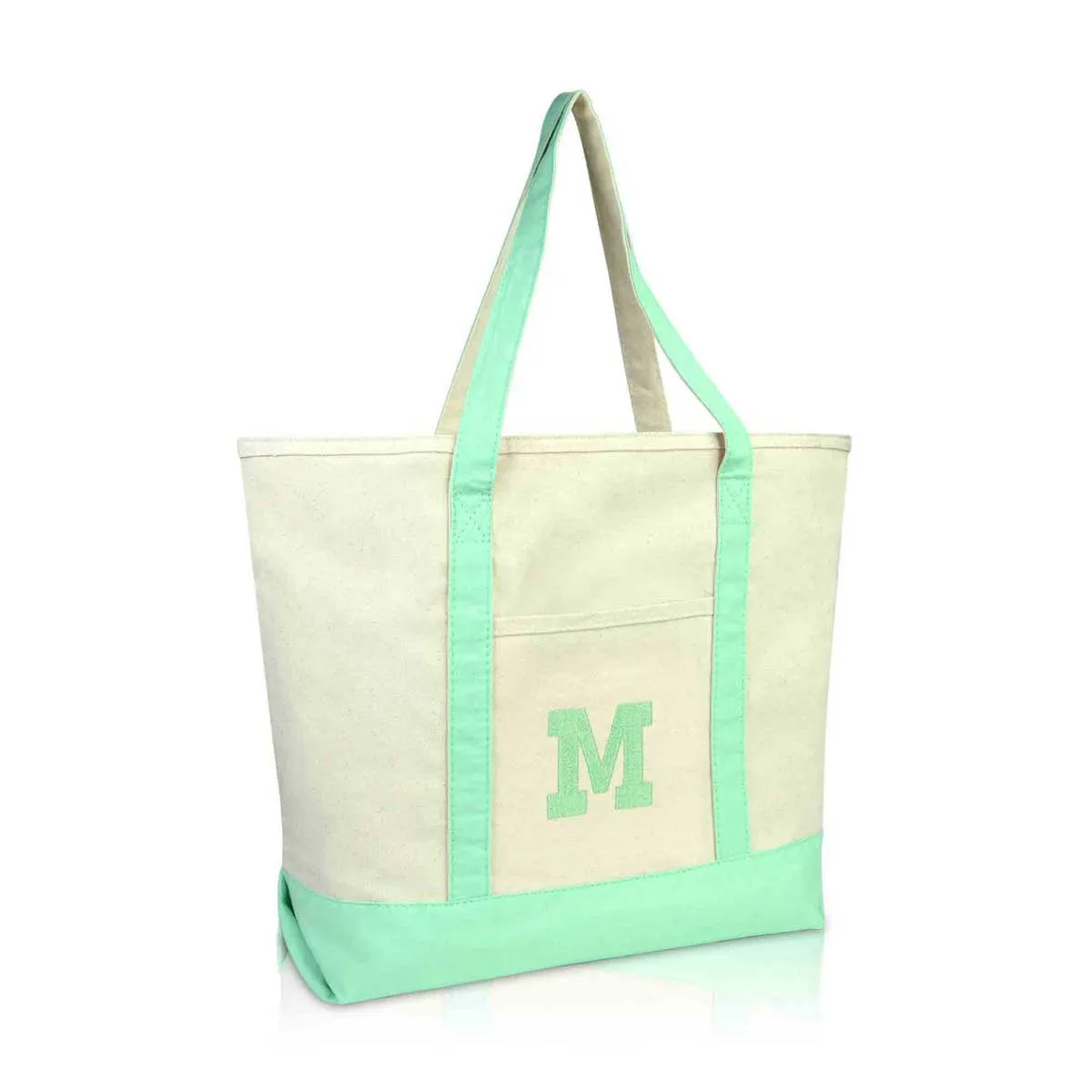 Dalix Initial Tote Bag Personalized Monogram Zippered Top Letter - M