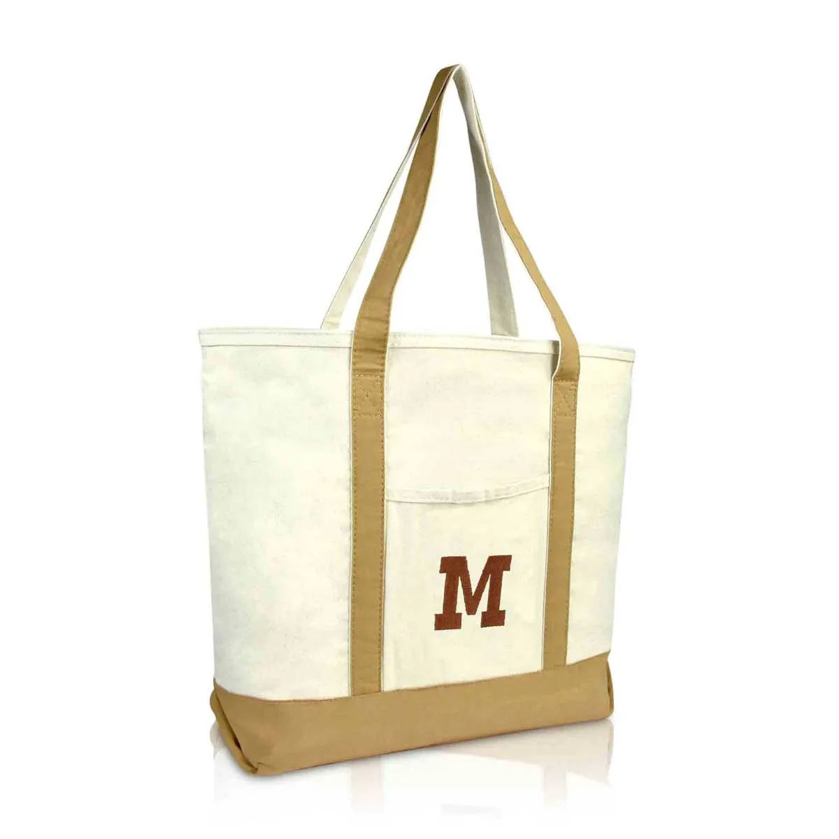 Dalix Initial Tote Bag Personalized Monogram Zippered Top Letter - M