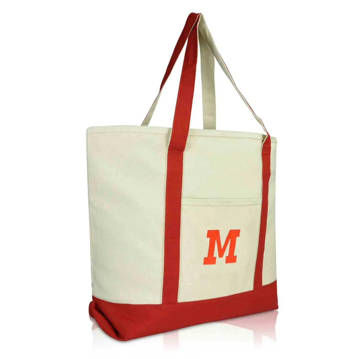 Dalix Initial Tote Bag Personalized Monogram Zippered Top Letter - M