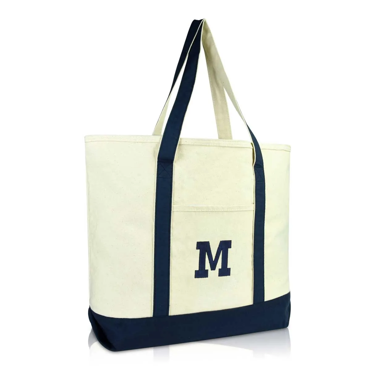 Dalix Initial Tote Bag Personalized Monogram Zippered Top Letter - M