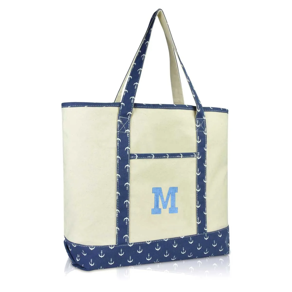 Dalix Initial Tote Bag Personalized Monogram Zippered Top Letter - M