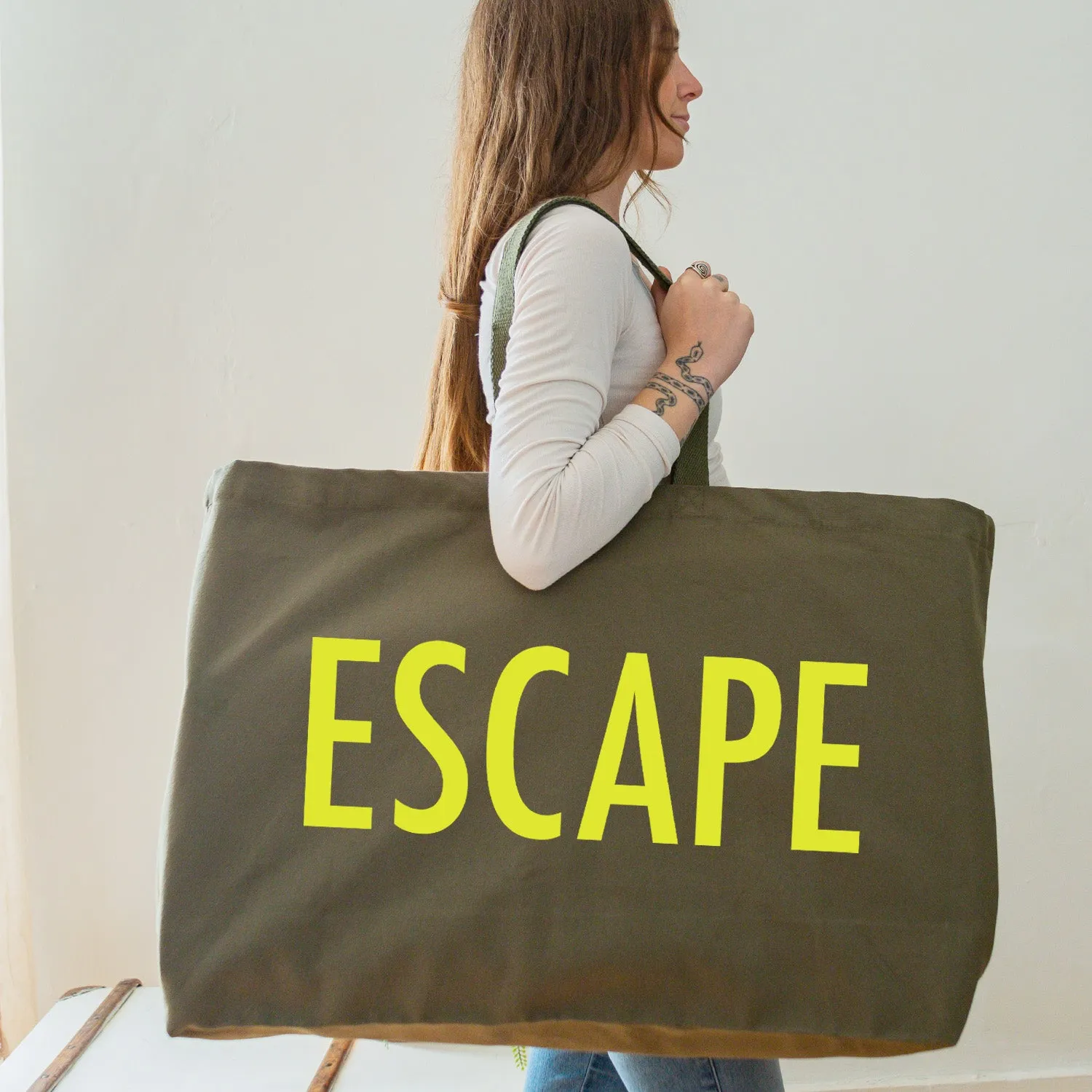 Escape - Oversized Tote Bag - Olive