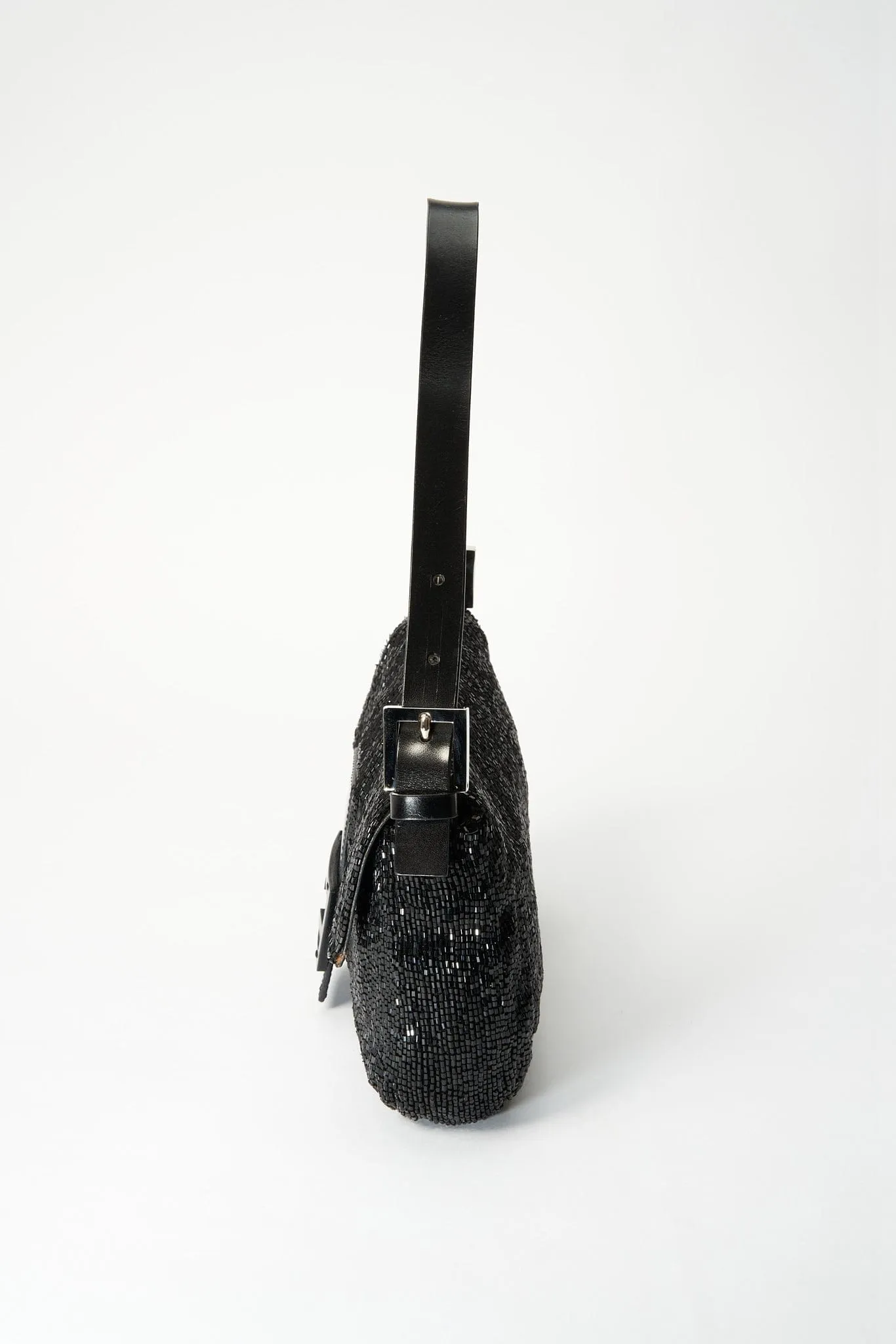 Fendi Black Sequin Beaded Baguette Bag