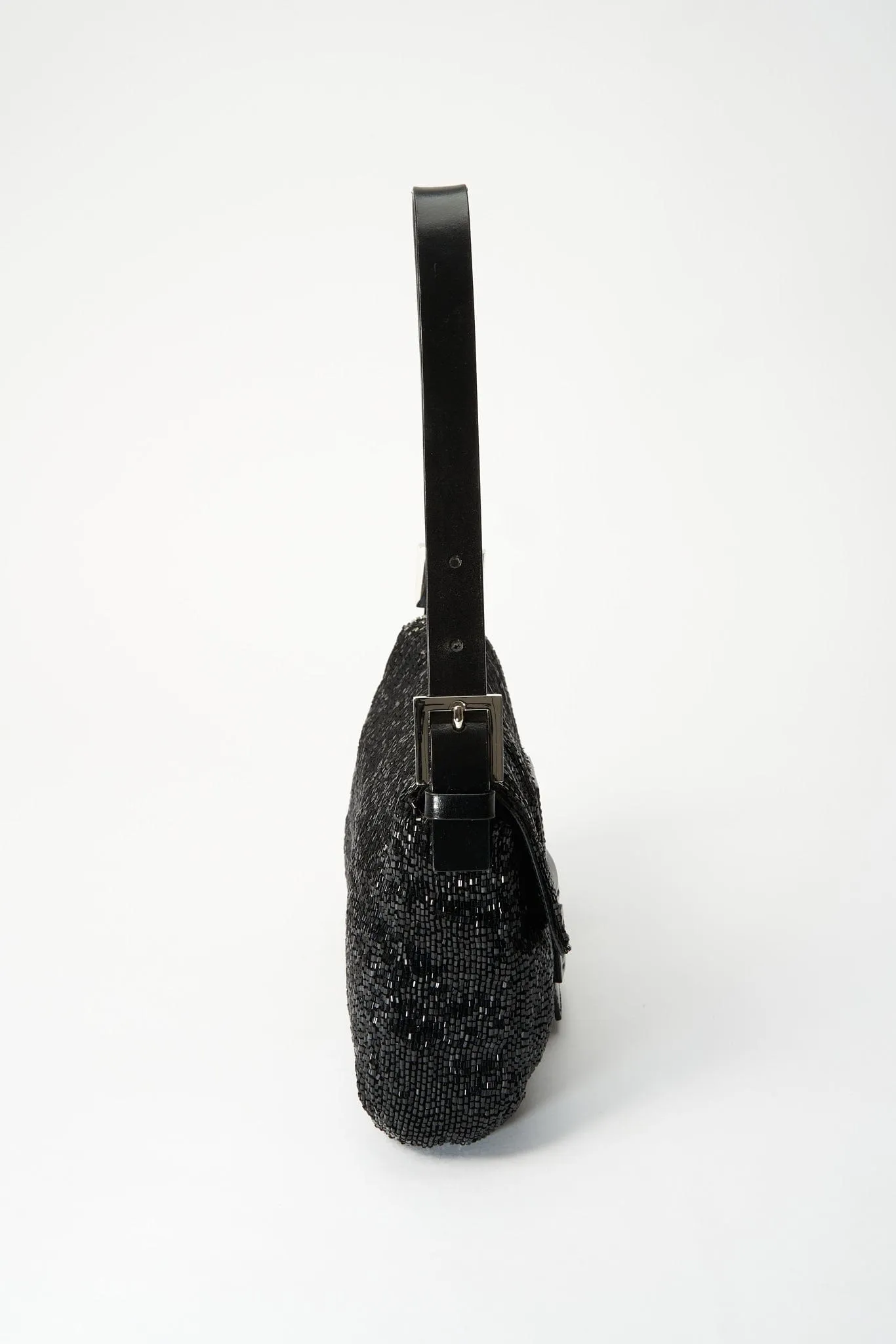 Fendi Black Sequin Beaded Baguette Bag