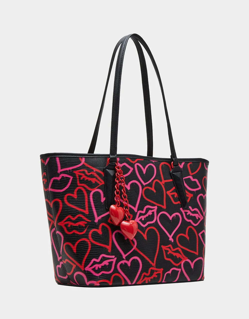 GRAFFITI HEART TOTE BLACK MULTI