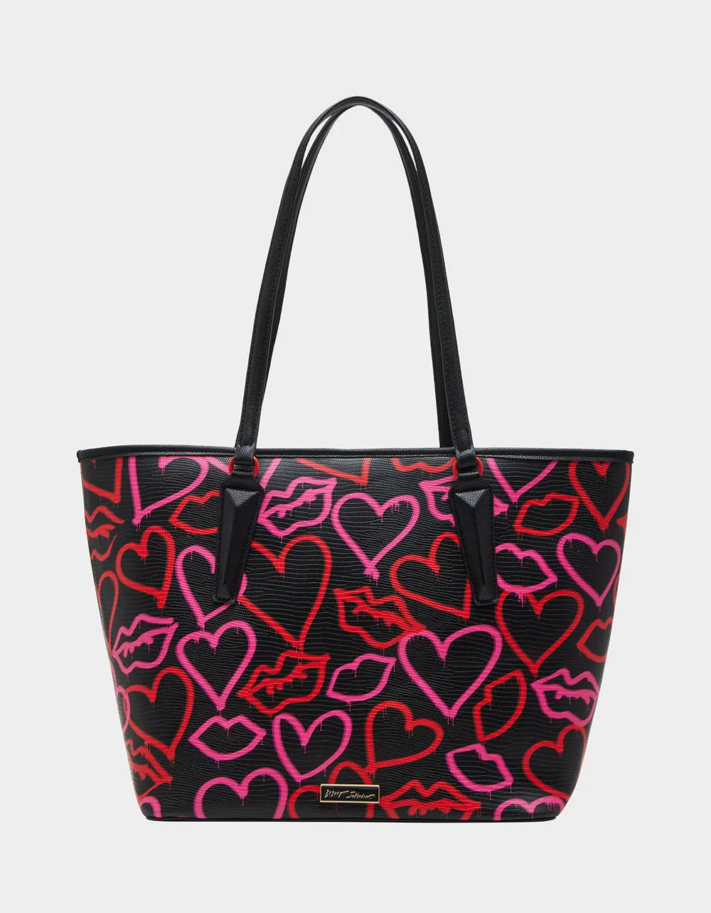 GRAFFITI HEART TOTE BLACK MULTI