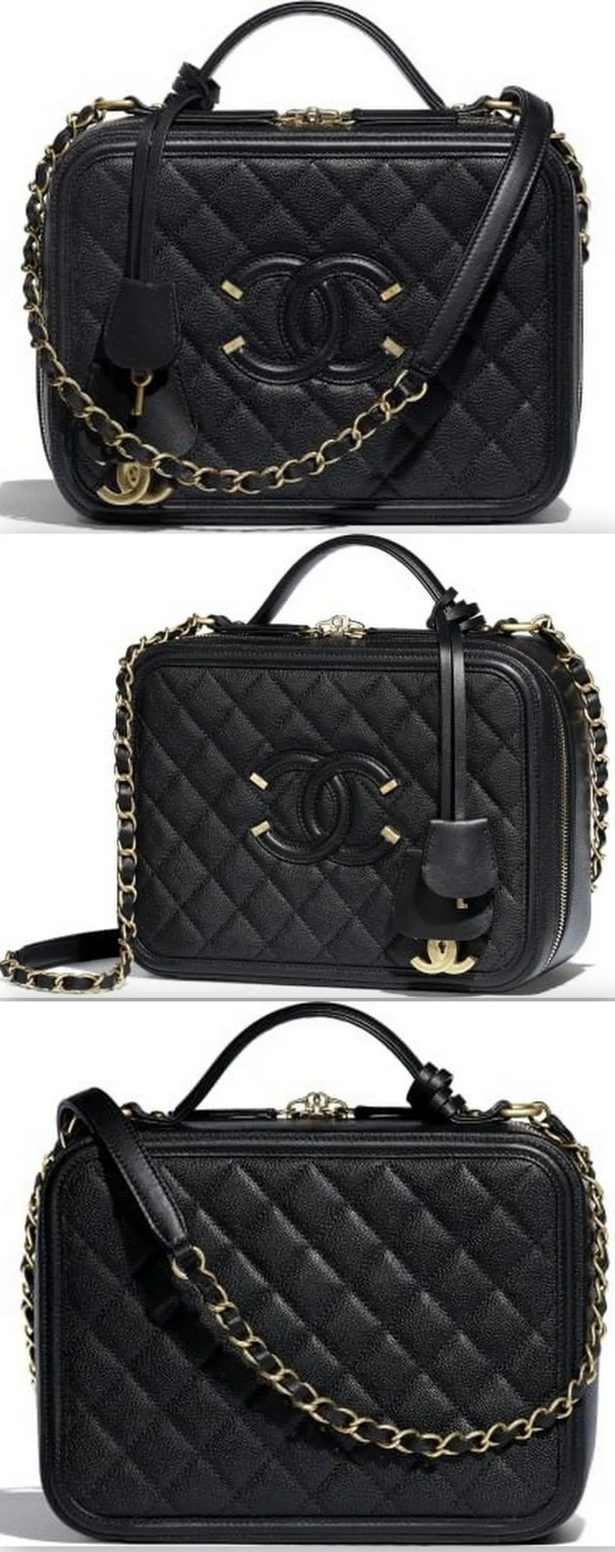 Grained Calfskin & Gold-Tone Metal Handbag