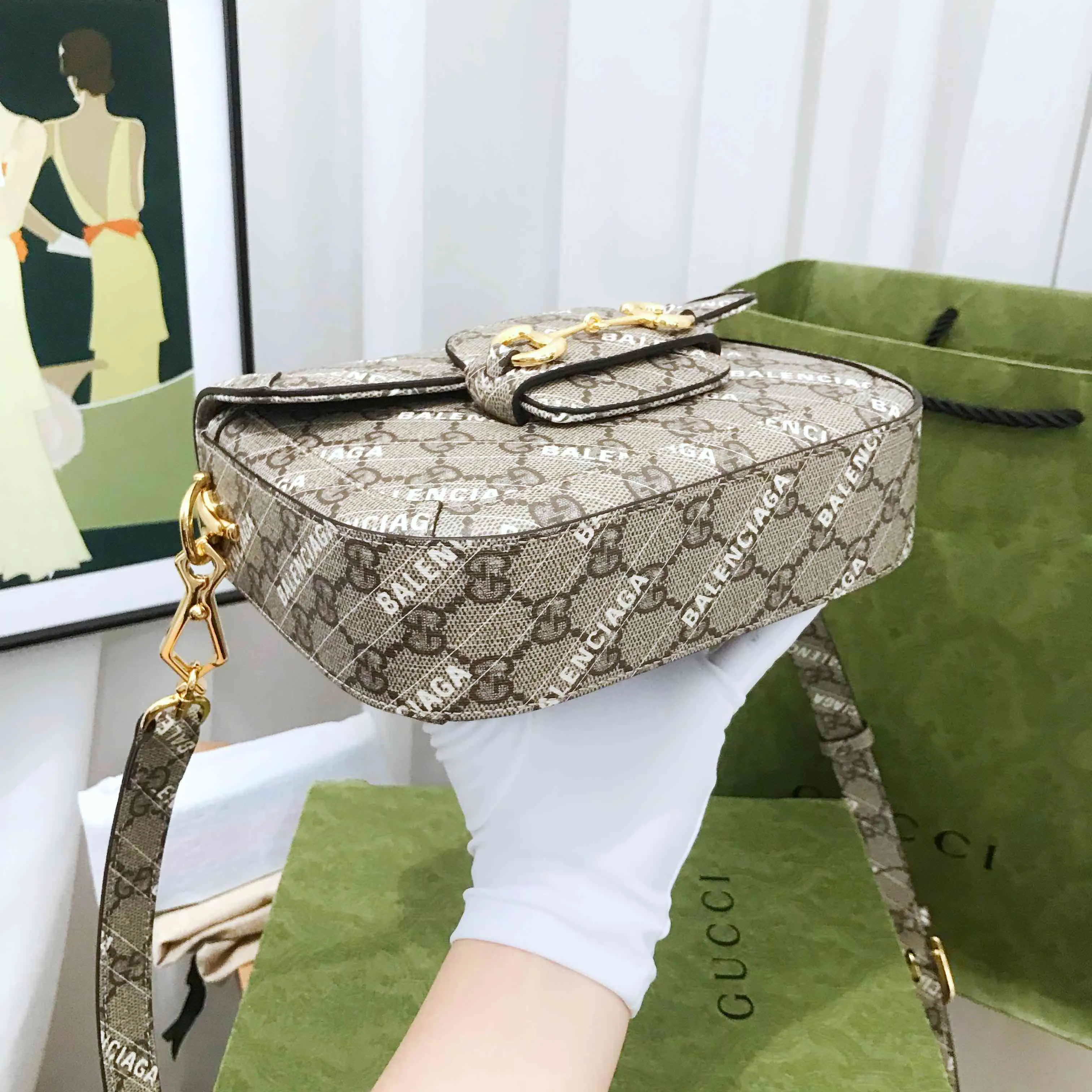 Gucci 1955 Beige Mini Saddle Bag