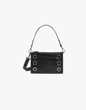 Hammitt Montana Small Crossbody Clutch in Evening Crocco & Gunmetal