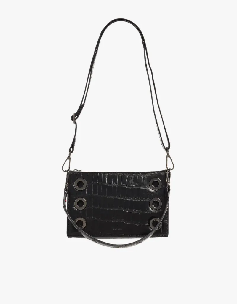 Hammitt Montana Small Crossbody Clutch in Evening Crocco & Gunmetal