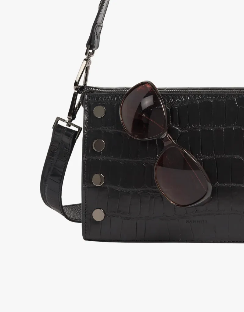 Hammitt Montana Small Crossbody Clutch in Evening Crocco & Gunmetal