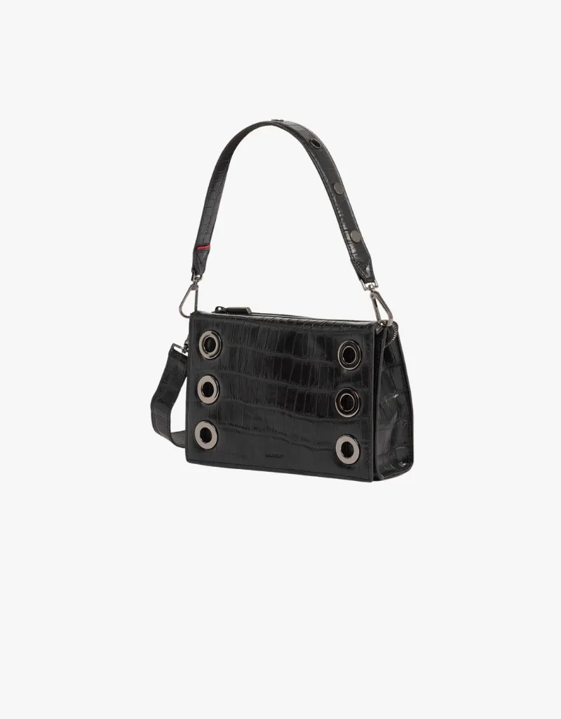 Hammitt Montana Small Crossbody Clutch in Evening Crocco & Gunmetal