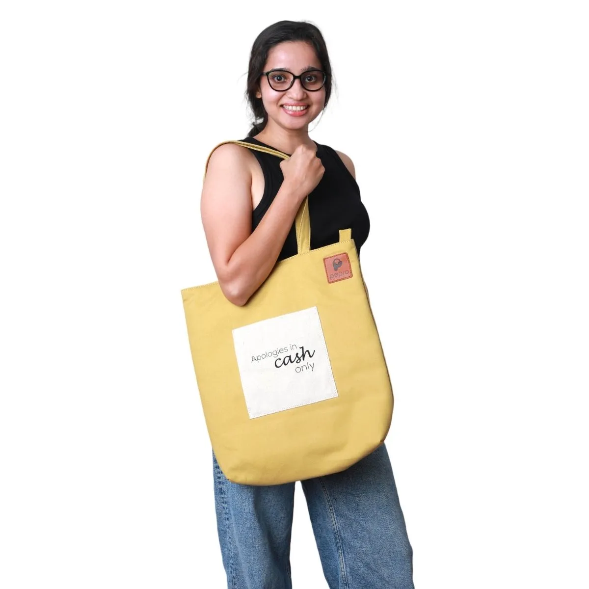 Hand-Crafted Cotton Tote Bag | Gadget Safe | Shoulder Bags | Spacious | Quriky Quote