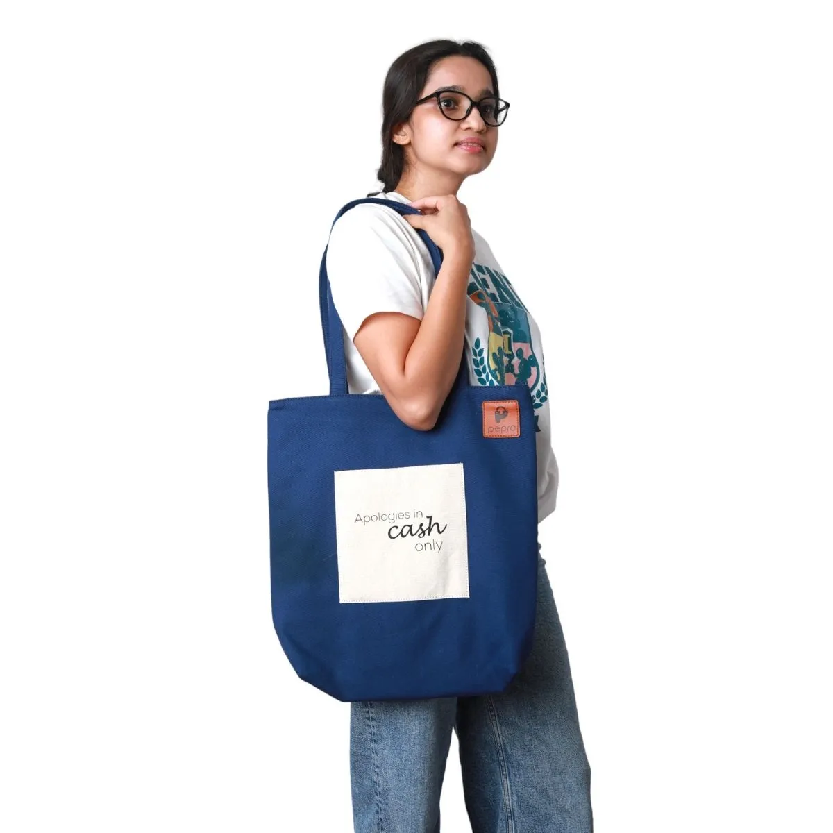 Hand-Crafted Cotton Tote Bag | Gadget Safe | Shoulder Bags | Spacious | Quriky Quote