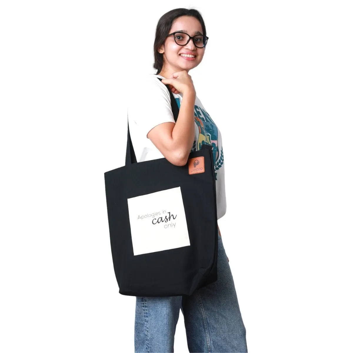 Hand-Crafted Cotton Tote Bag | Gadget Safe | Shoulder Bags | Spacious | Quriky Quote
