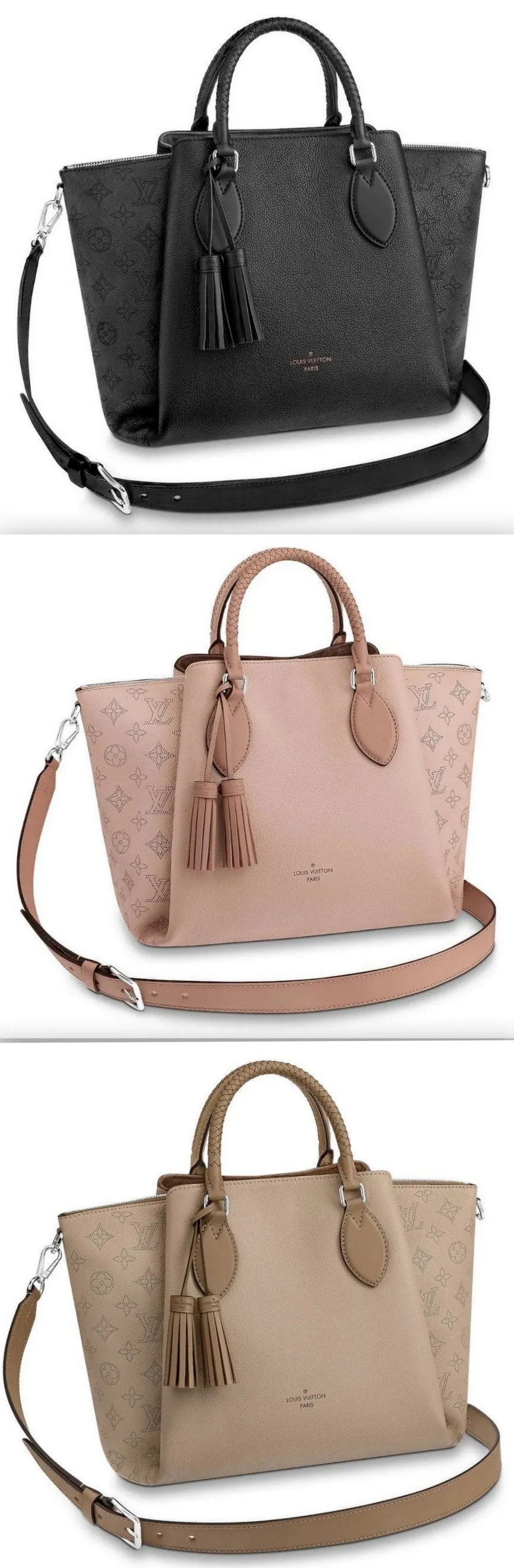 Haumea Monogram Shoulder Bag - Black, Magnolia Pink, Galet Grey