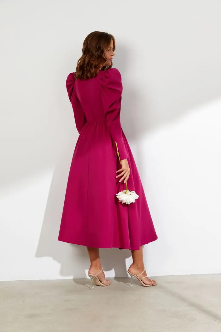 Hope Elegant High Neck Long Sleeves Pink Evening Dress