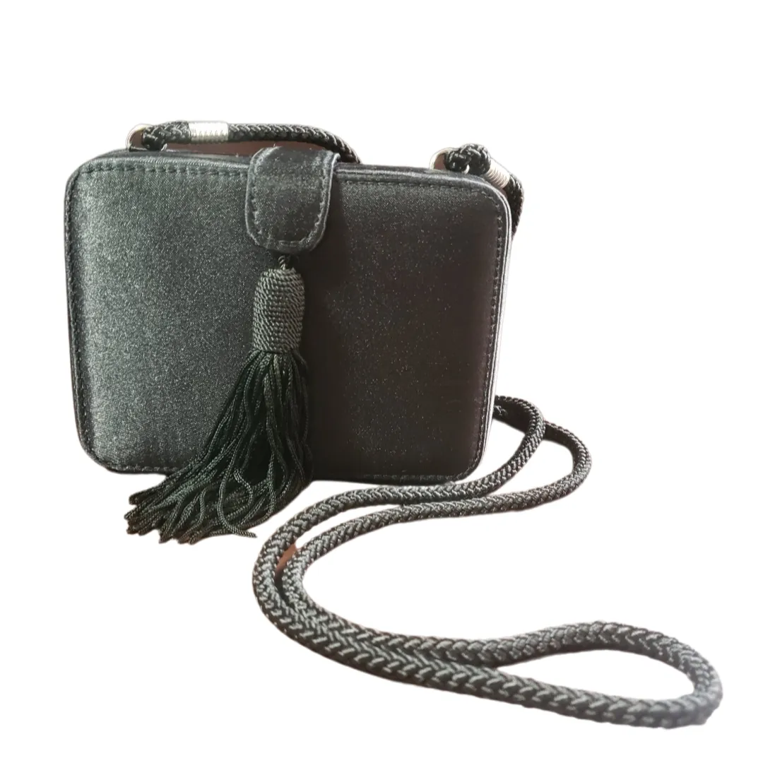 Jessica Mcclintock Black Square Mini Crossbody Evening Bag