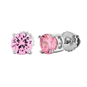 Lauren: 5mm, 1.0ct Pink Ice CZ Screw Back Post Earrings Silver