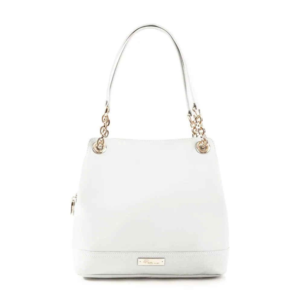 Maui Bay Shoulder Bag w. Partial Chain Handle - White
