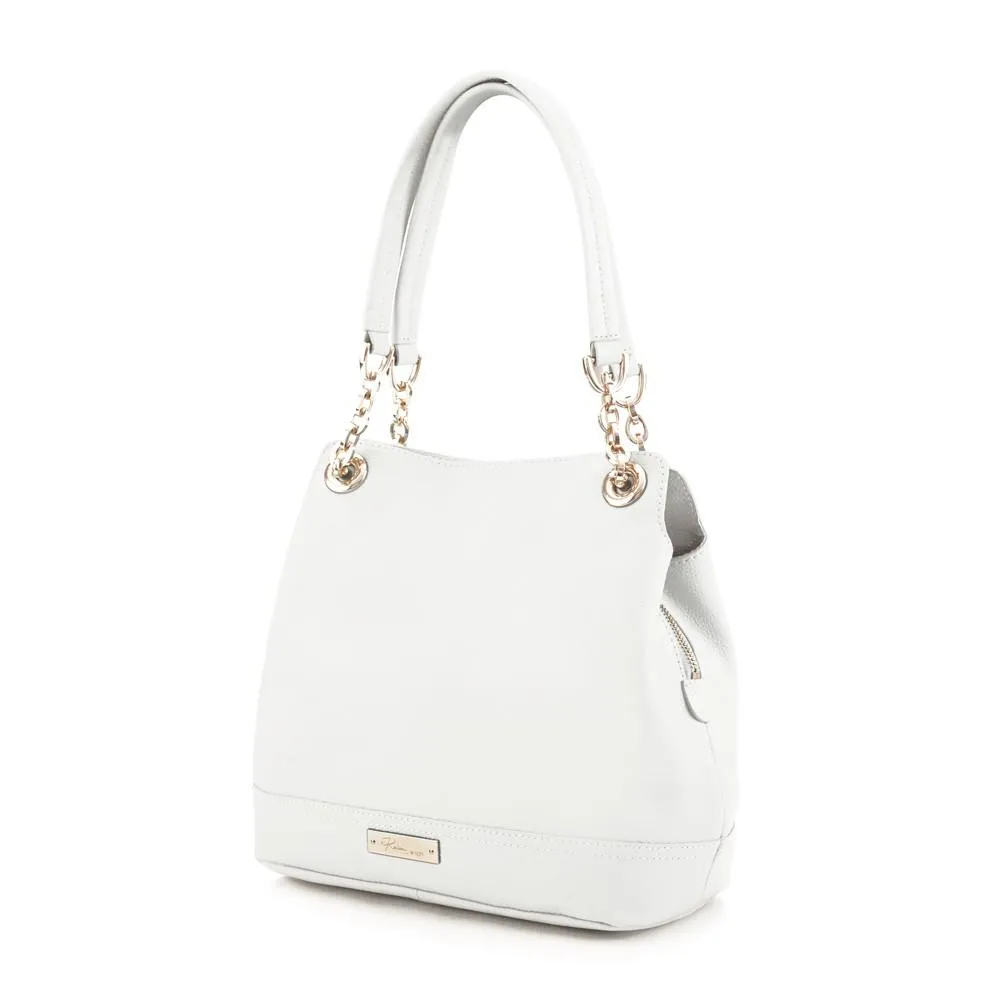 Maui Bay Shoulder Bag w. Partial Chain Handle - White