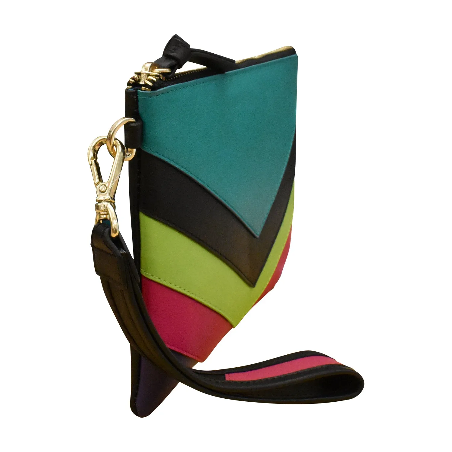 Multi Color Top Zip Wristlet