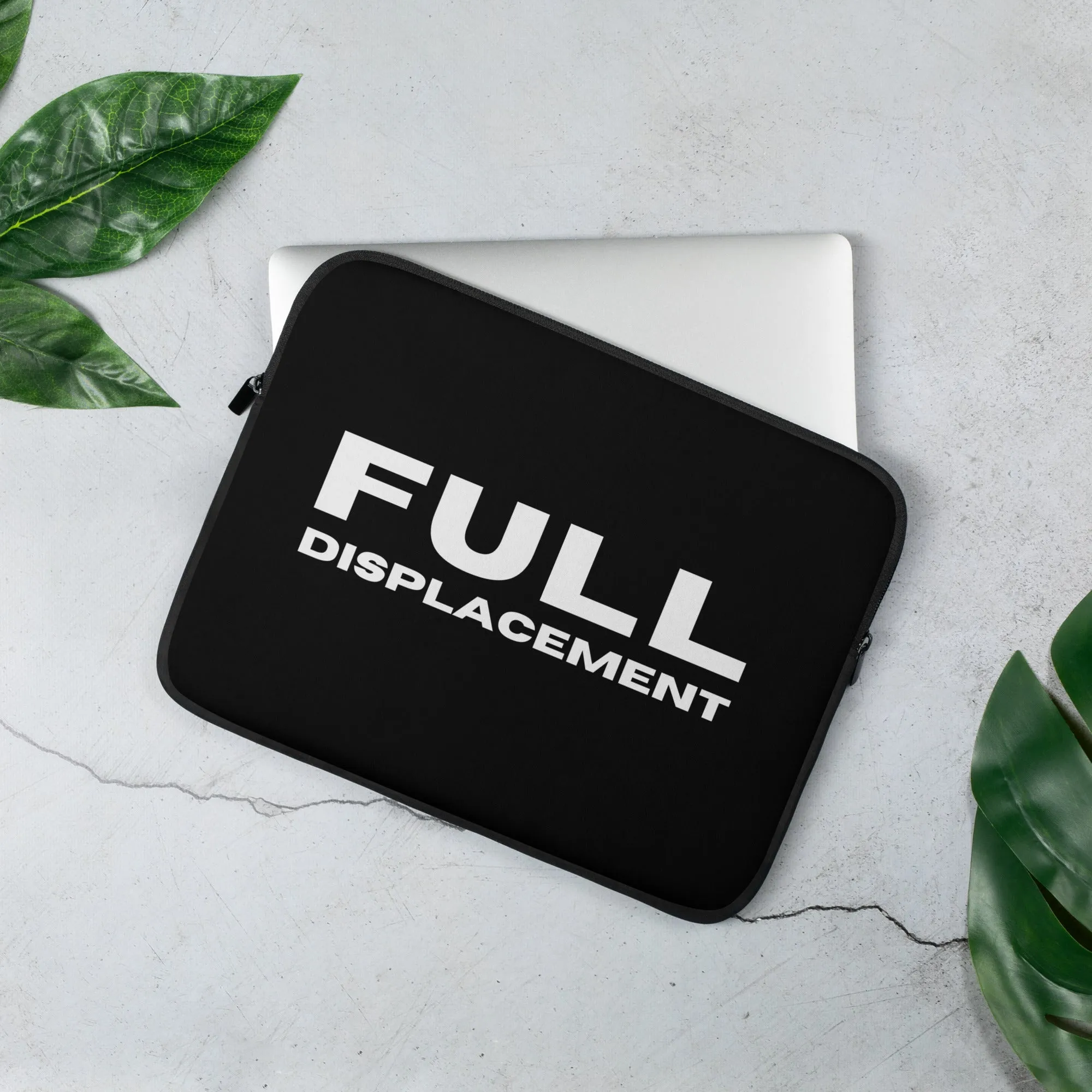 "Full Displacement" Laptop Sleeve in Black with White Logo