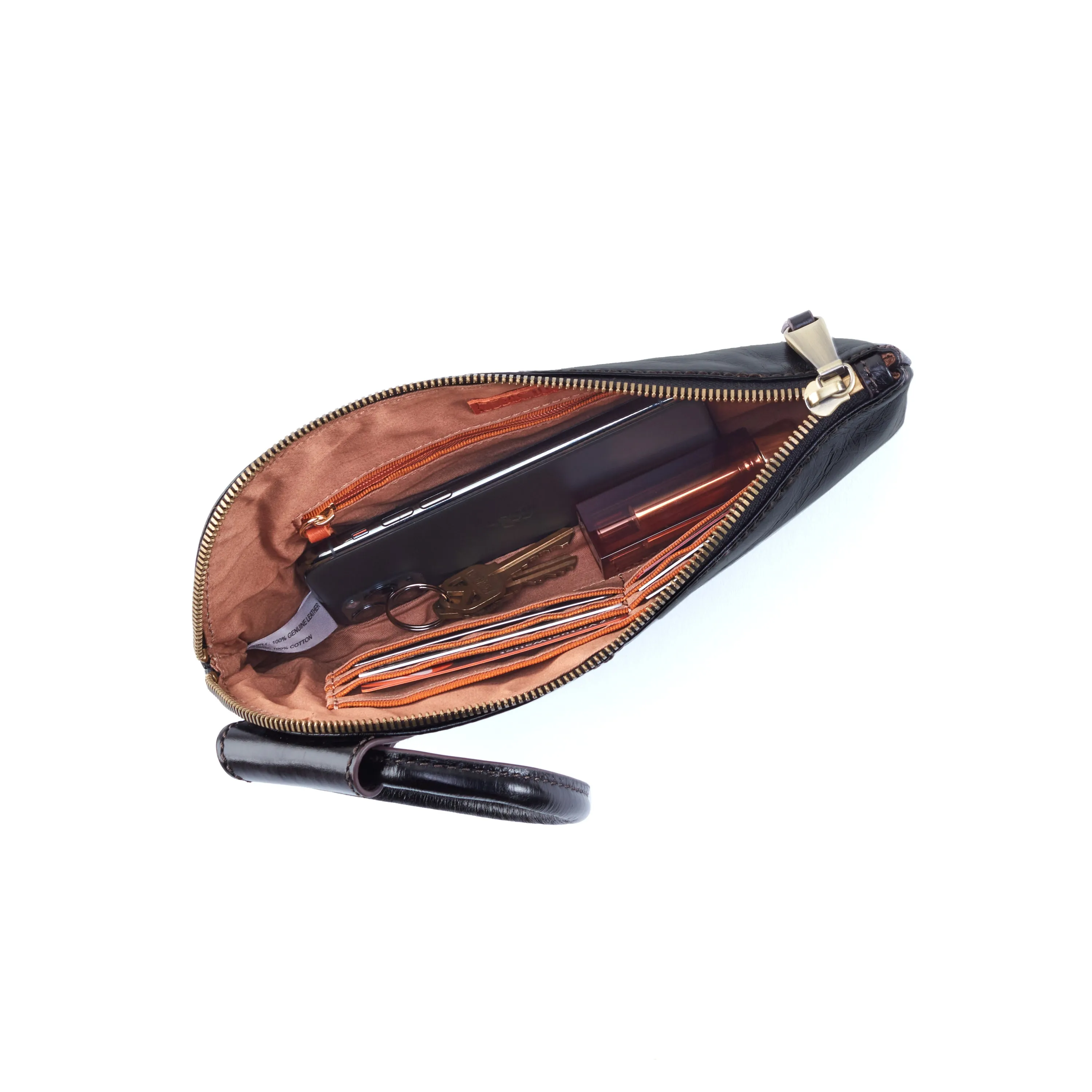 Sable Wristlet In Polished Leather - Truffle